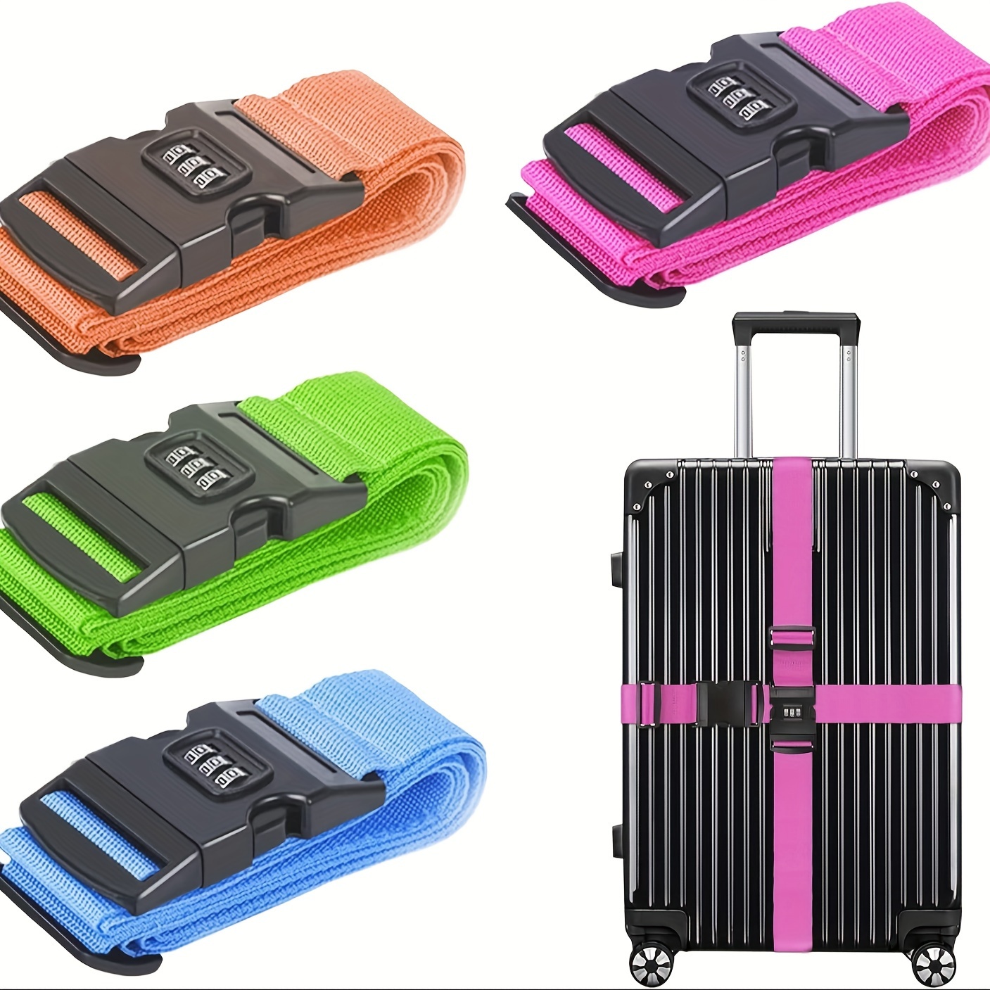 [2/4 Pack] Password Adjustable Length Suitcase Strap, Suitable For Suitcase Fixing