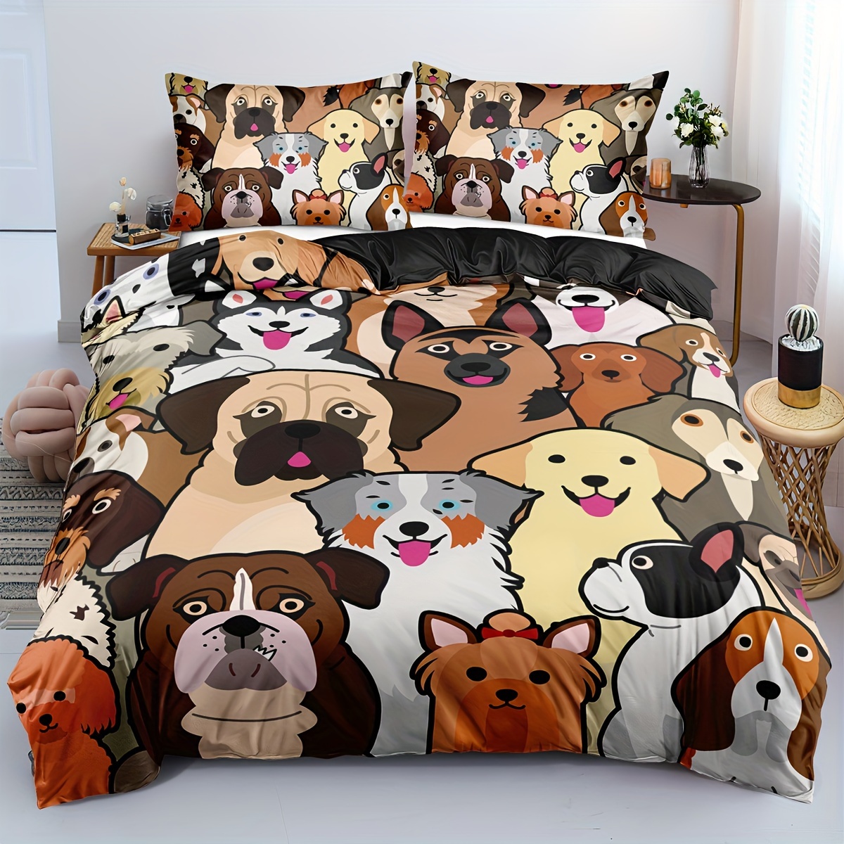 

2/3pcs Duvet Cover Set, Soft And Comfortable, Kawaii Dog Duvet Cover, Dog Bed Set Twin, Cute Bedding Erosebridal, Cartoon Dog Bedding Set Duvet Cover(1*duvet Cover +1/2*pillowcase, Core Not Included)