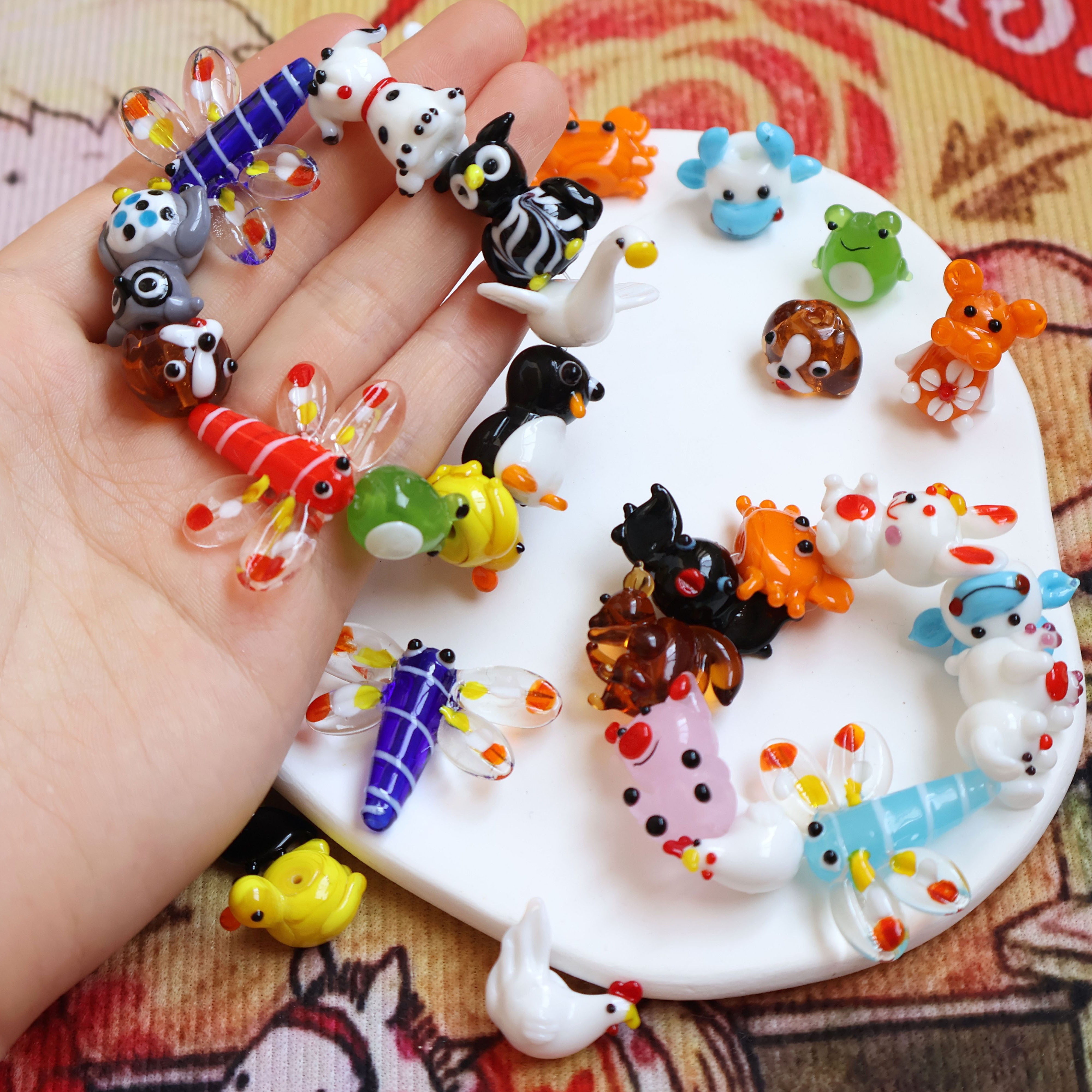 vibrant handmade animal glass beads lampwork charms holes Temu