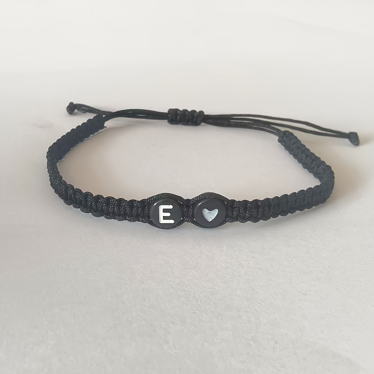 Stylish Adjustable Black and White Heart Couple's Letter Bracelet