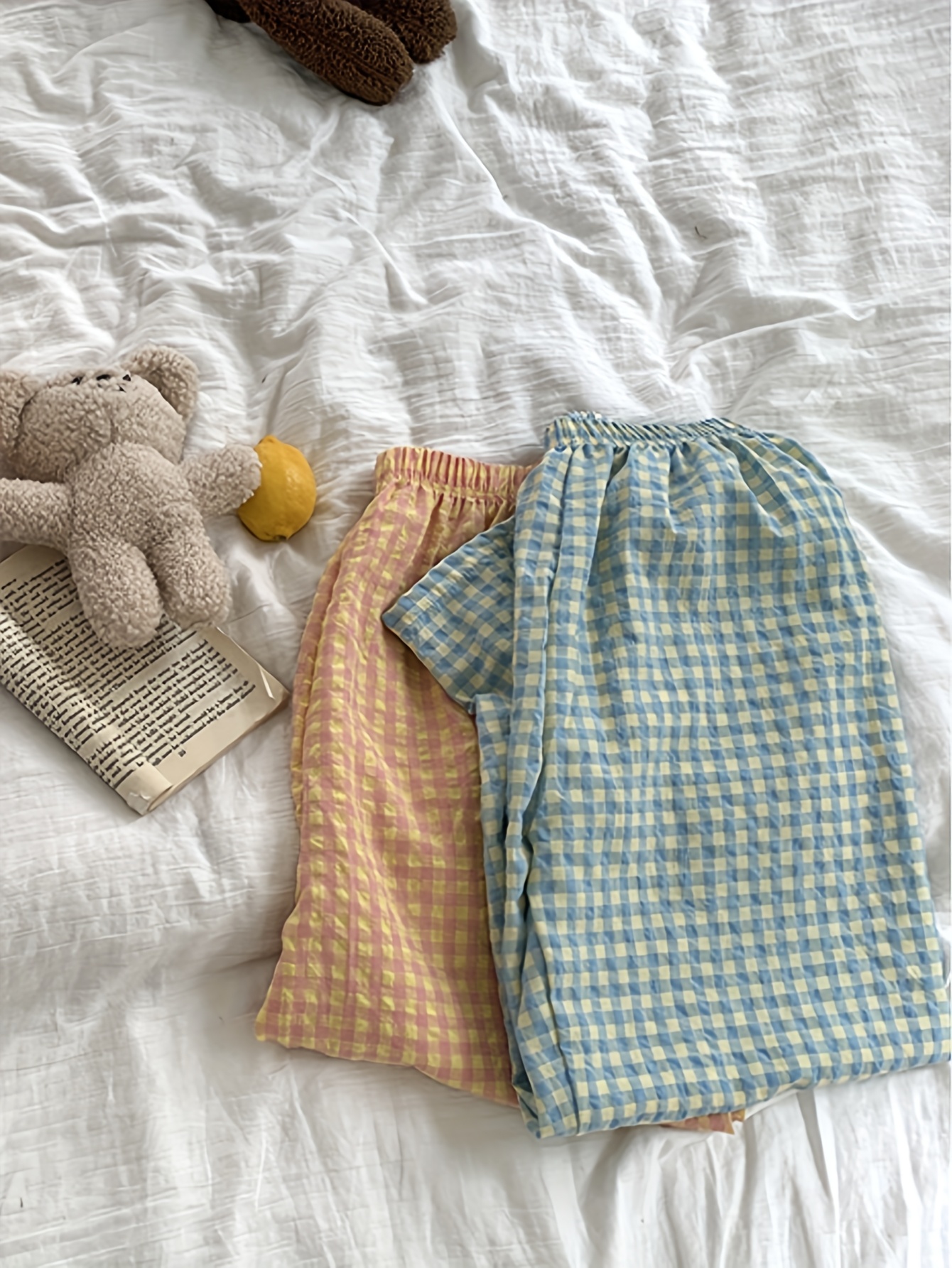 lot pantalons nuit taille haute femmes à carreaux Temu Switzerland