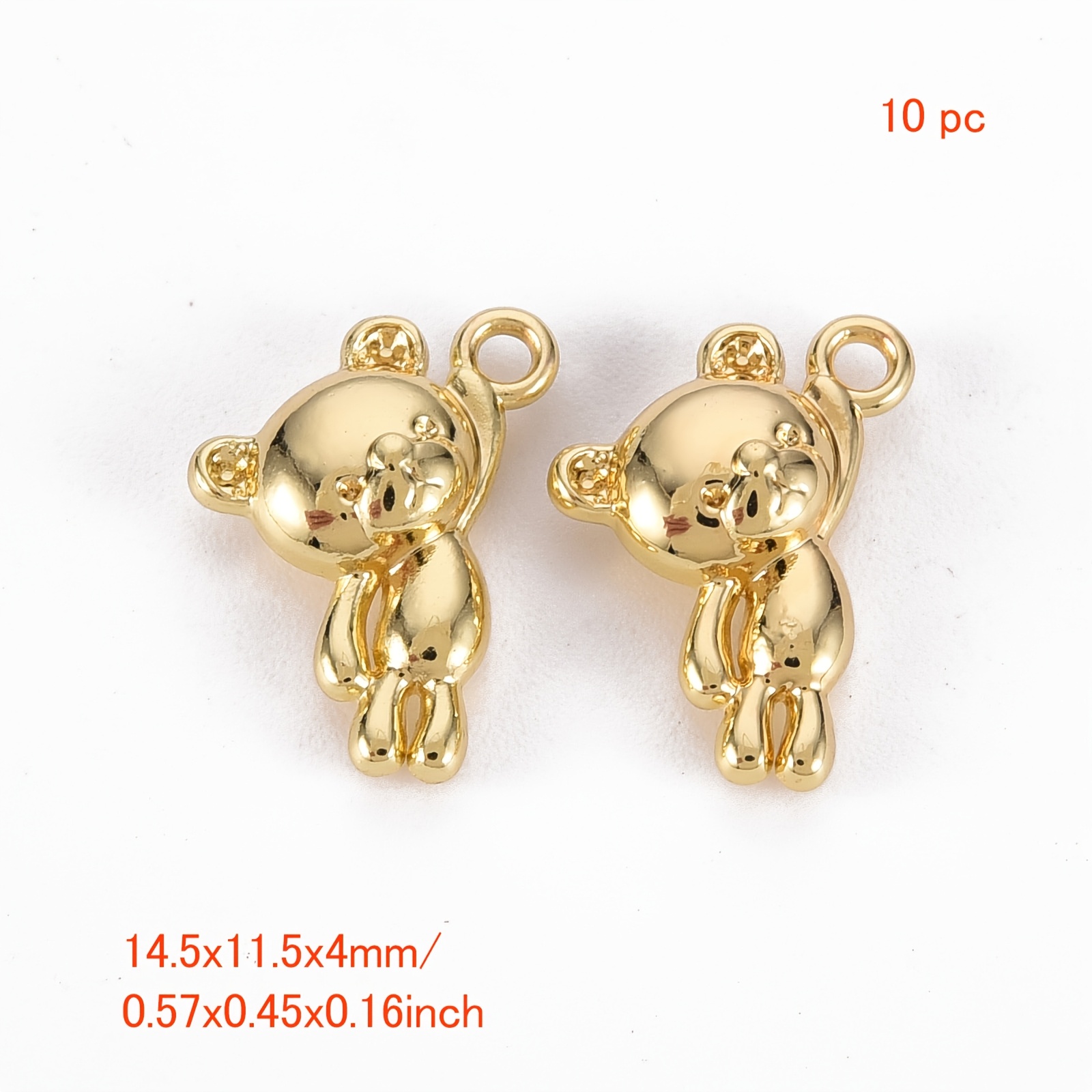TEMU 10pcs Bear Shape Alloy Charms, 14.5x11.5x4mm, Suitable For Jewelry Making And Decoration, For Necklaces, Earrings, Bracelets, Making Findings
