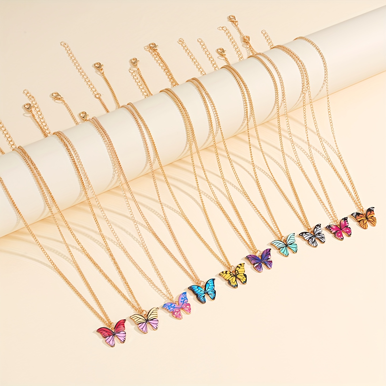 10pc Colorful Butterfly Y2K Pendant Necklace Set