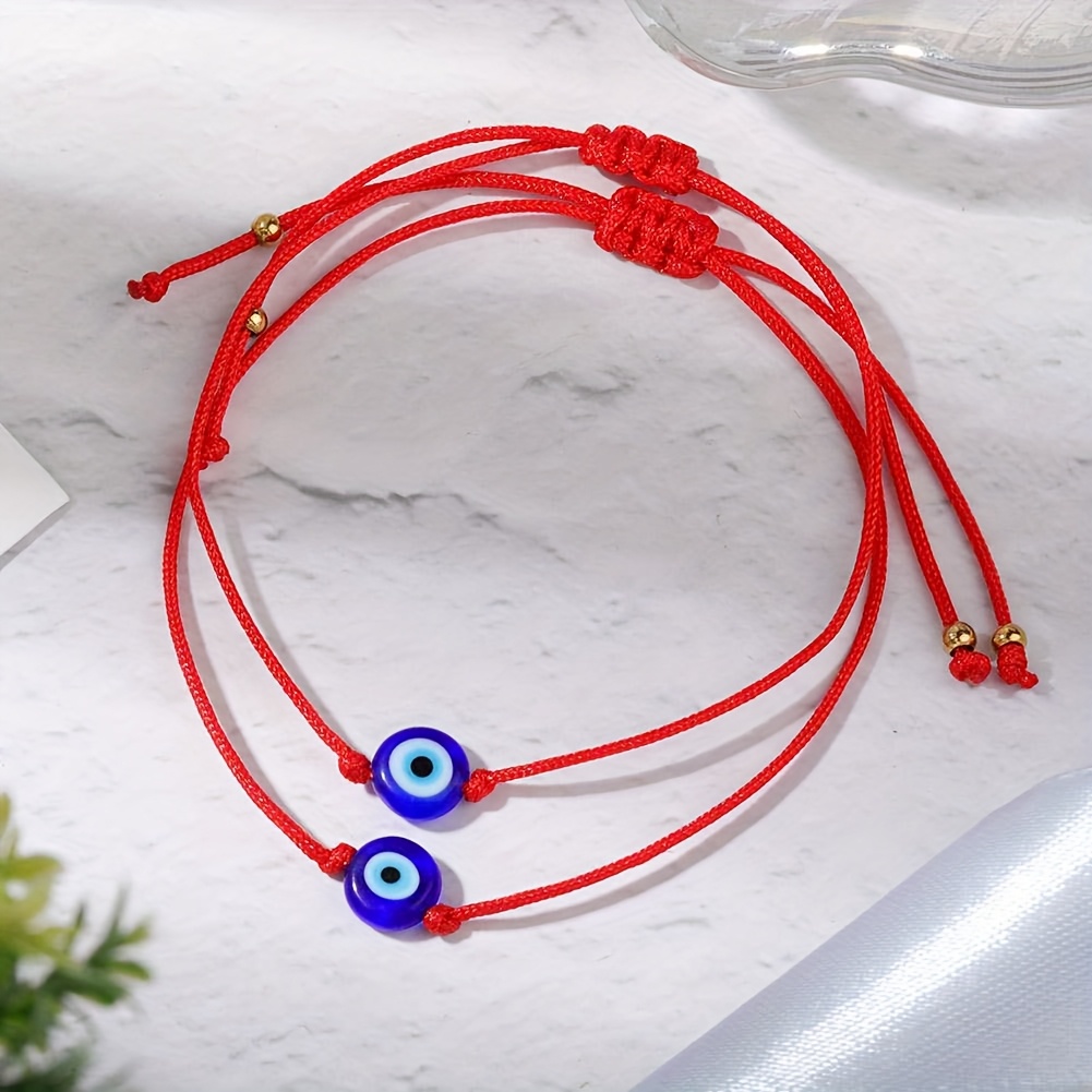 Bohemian 2pcs Set Red Thread Bracelets Evil Woven Demon Eye Hand Rope Couple Jewelry
