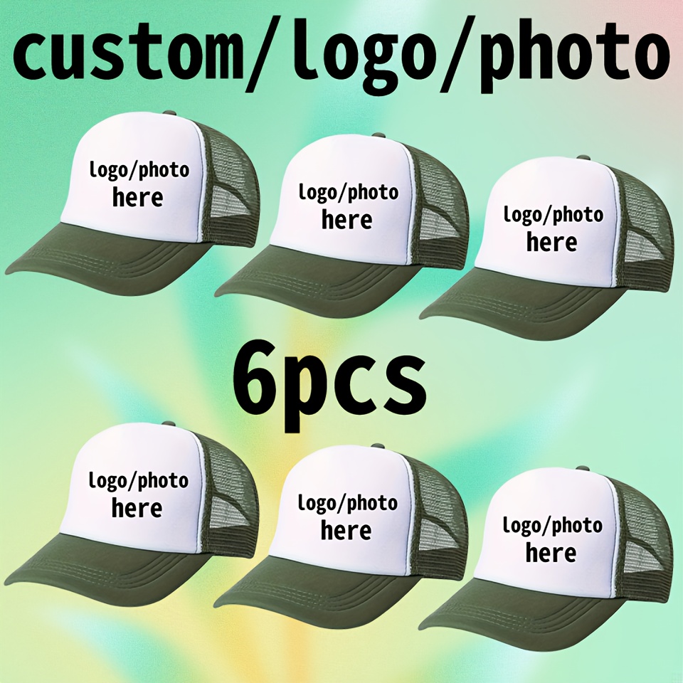 6 Customizable Mesh Trucker Hats, Lightweight Adjustable Size