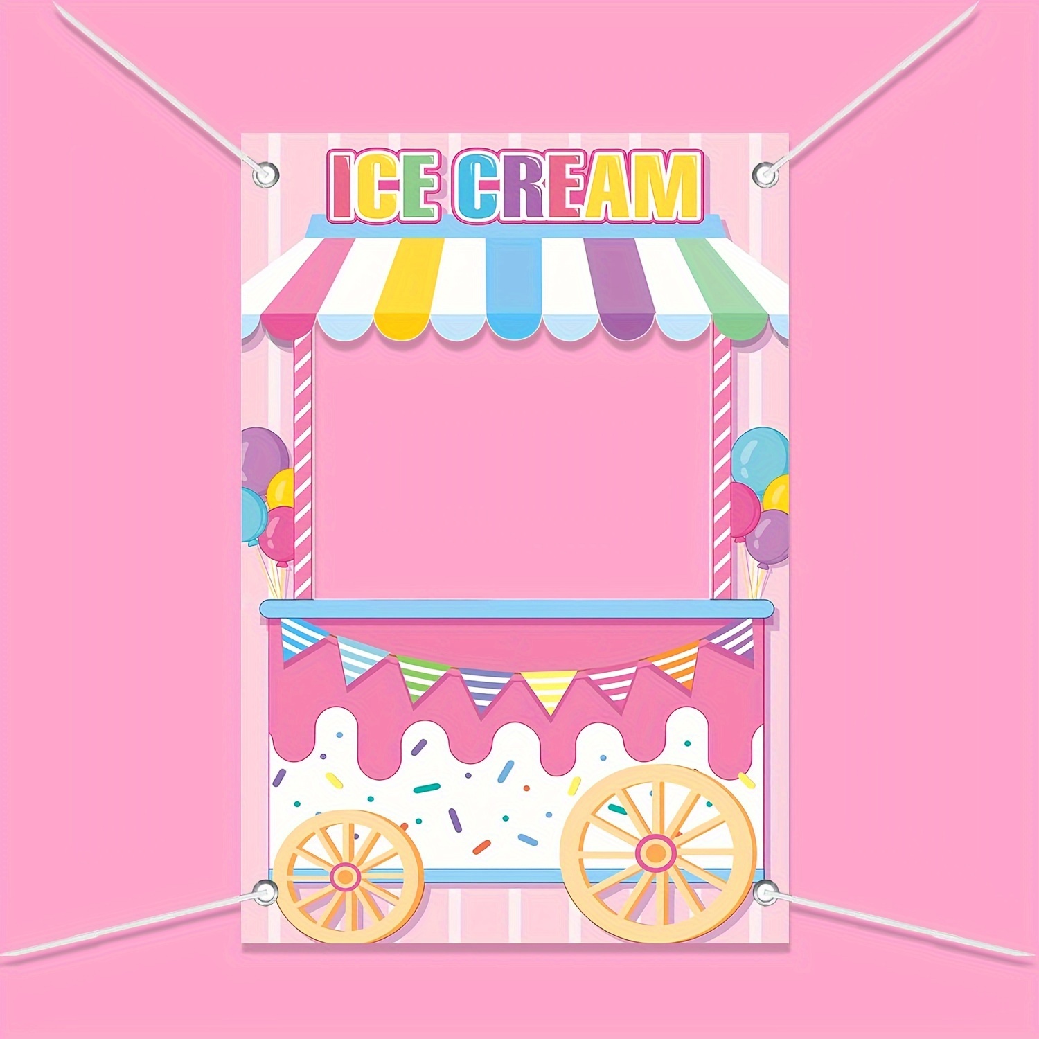 

1pc, Ice Cream Shop Photo Props Background Girl Ice Cream Birthday Party Decoration Fabric Sweet Ice Cream Background Banner Birthday Party Supplies Ice Cream Party Favors
