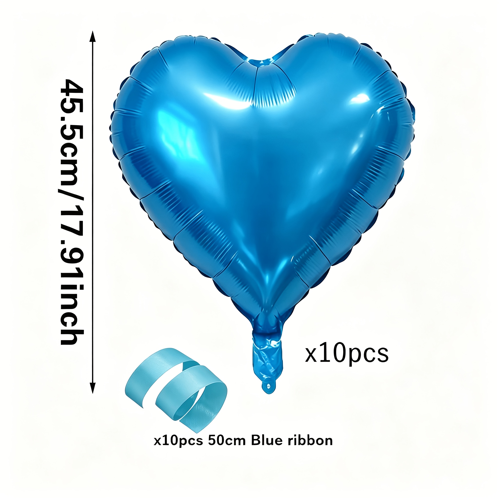Image of 20pcs Square Balloon Ribbon Set, Including 10 Balloons, 10 50cm Blue Ribbons, Wedding, New Year, Gift Party, Anniversary, Birthday Party, Summer Party, Dance Decoration For Christmas, Halloween