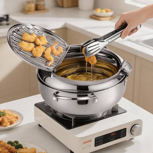 frying pot deep fryer pot with thermometer and removable drip rack 304 stainless steel oil control and splash proof easy to clean japanese frying pot can fry a of foods such as chicken and more