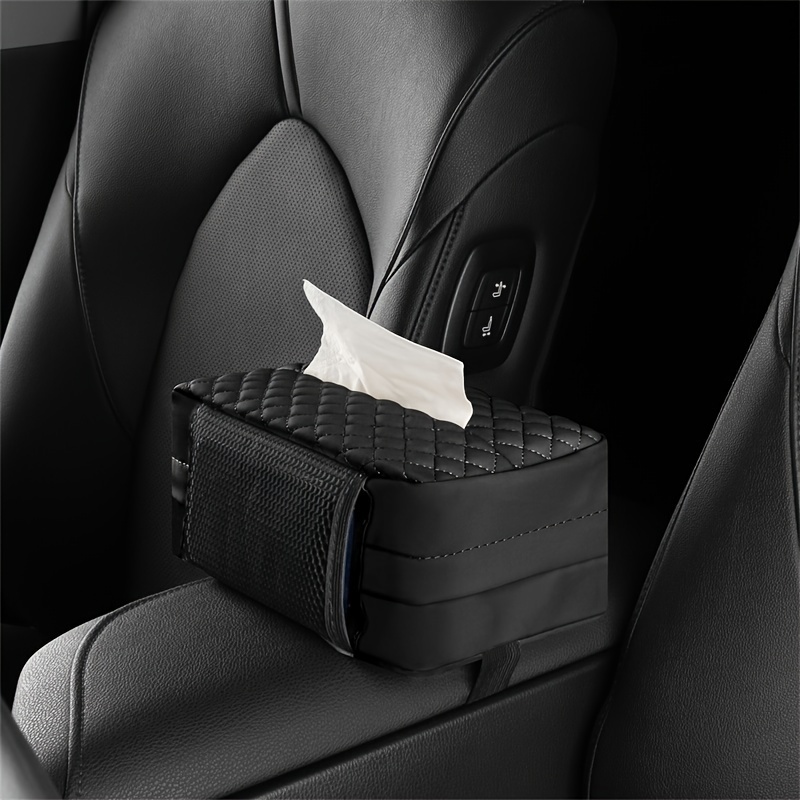 

1pc Universal Pu Leather Car Sunshade Tissue Box, Seat Back Large Capacity Tissue Bag, Car Carrying Large Tissue Storage Bag