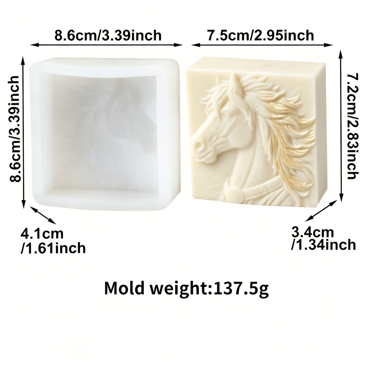 TEMU Moule en silicone pour Savon, Réutilisable, Moule Animal Équestre pour la Fabrication de Bougies, Moulage de Résine, Artisanat en Pâte Polymère,