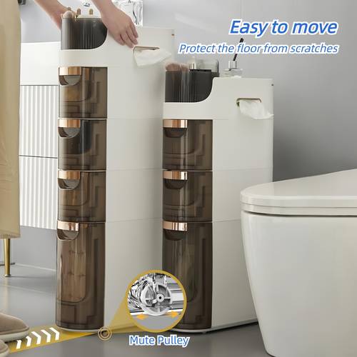 3 drawers bathroom storage cabinet narrow floor cabinet with wheels toilet paper holder waterproof bathroom storage organizer for small spaces kitchen laundry office bedroom the box storage drawer units