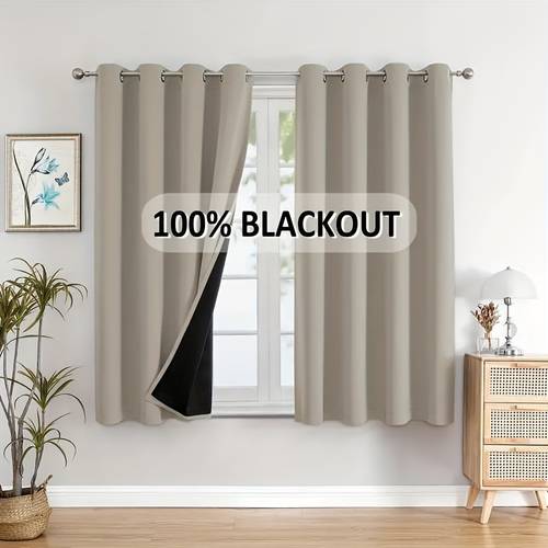 2 piece 100 blackout curtains grommet top for hanging sun protection privacy protection thermal insulation and noise reduction suitable for bedrooms living rooms dining rooms and home decor styles