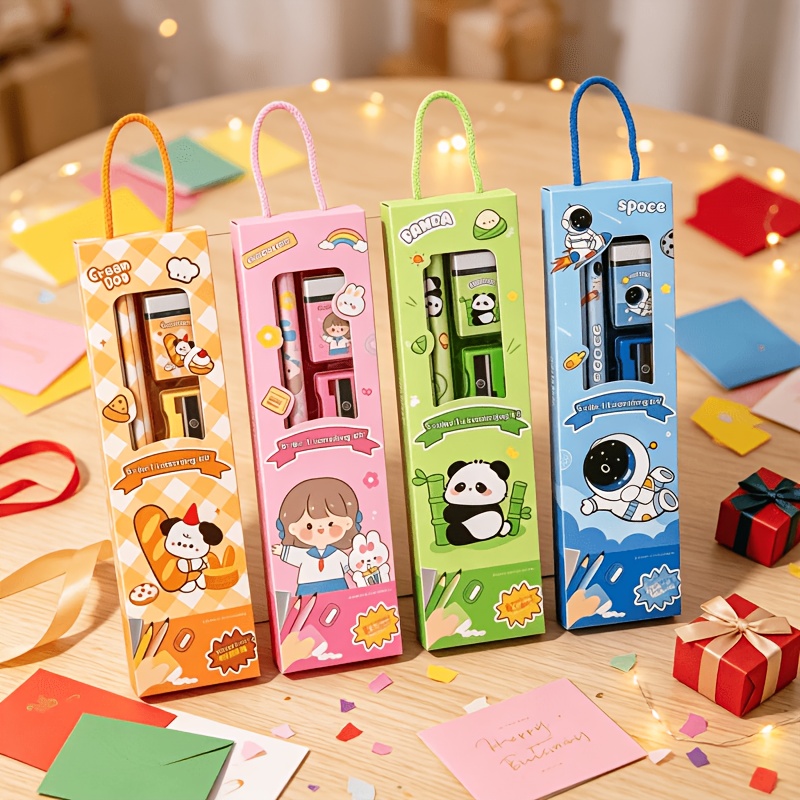 20pcs Cartoon Pencil Set with Eraser & Sharpener, 5-In-1 Kit