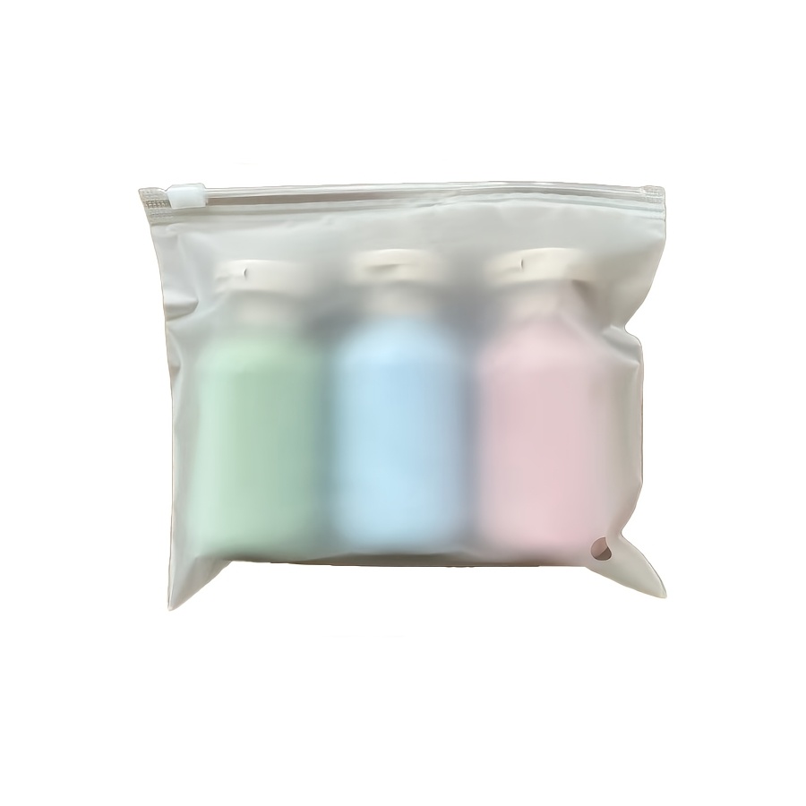 TEMU 3pcs 5pcs Set Of 3pcs 3.4-ounce Silicone Small Travel Toiletry Bottles With English Labels And Storage Bag, Refillable Squeeze Bottles For