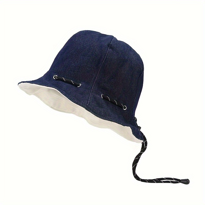 Vintage Denim Bucket Hat Solid Color Washed Distressed Sun Hats Foldable  Boonie Hats For Women Girls