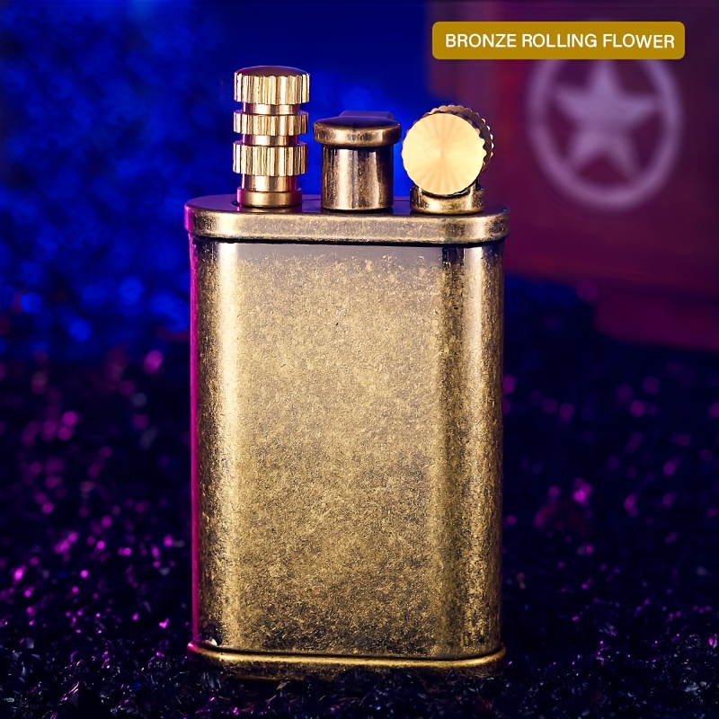 TEMU Dual Flame Lighter, Permanent Match Lighter And Wheel Lighter 2 In 1, Cool Trench Lighter Brass Tube Lighter, Antique Kerosene Lighter Fluid