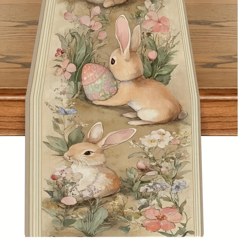 

-themed Polyester Tablecloth - Rectangular, Woven Design For Indoor/outdoor Dining & Decor | Easter, Family Gatherings, Parties, Anniversaries, Weddings & Holidays, Desktop Decor, 1pc