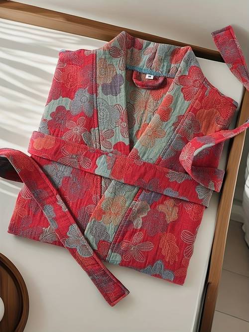 cotton double layer gauze bathrobe hotel pajamas mens and womens couples yukata spring and summer thin dressing gowns absorbent and quick drying loungewear