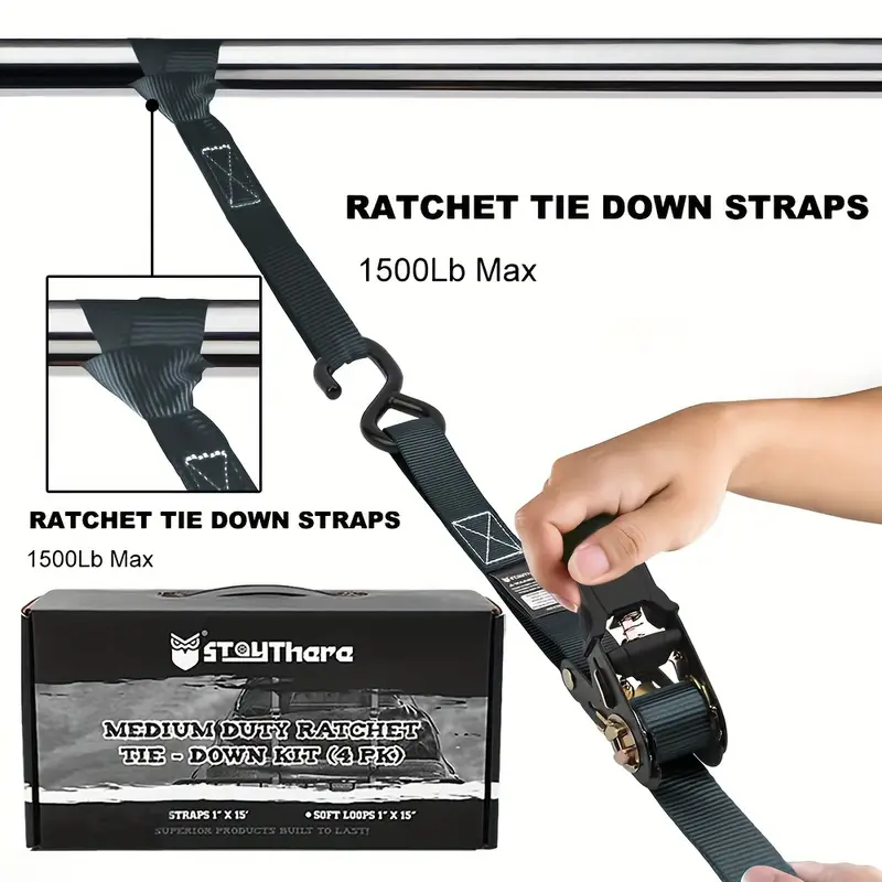 Stay Ratchet Tie Straps Ratchet Straps S Hook Securing - Temu