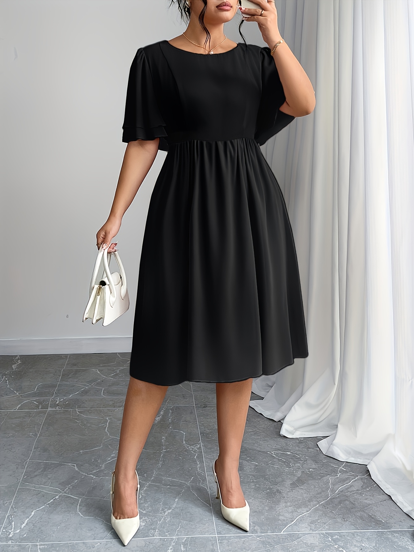 green emerald velvet dress MEROKEETY Spring Mesh Short Sleeve Flowy Wedding Guest Beach Long Dres –  Merokeety main image 0