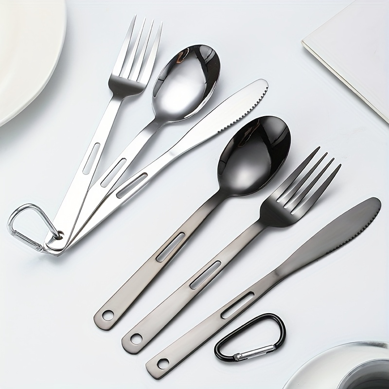 outdoor camping western food tableware picnic stainless steel knife   set travel portable tableware Product details 2
