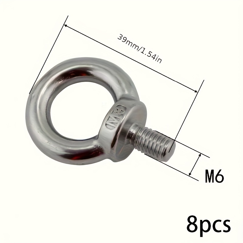 TEMU 5 piezas/8 piezas/10 piezas Ojo de elevación de acero inoxidable Tornillo de ojo de elevación de acero inoxidable Perno de tornillo de ojo de