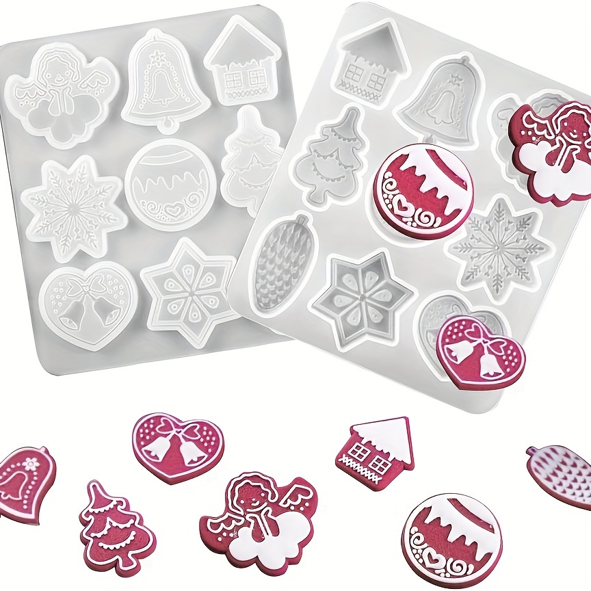 

Festive Christmas Silicone Mold Set: 9 Unique Designs For Diy Ornaments - Perfect For Christmas Decorations And Keychains