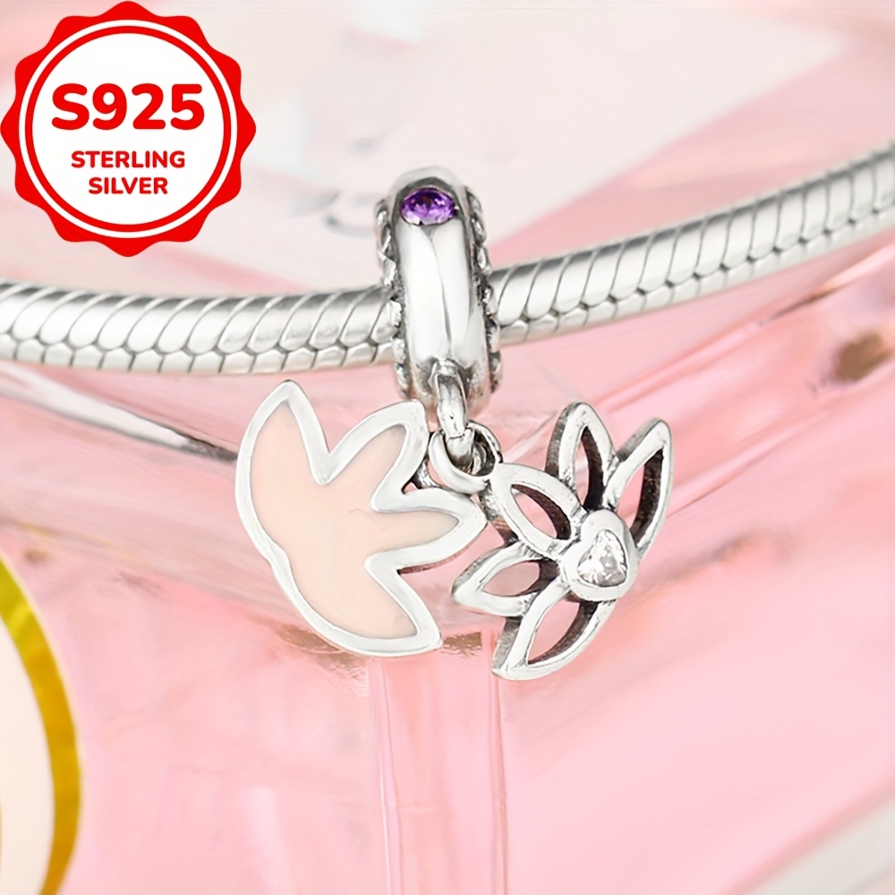 925 Sterling Silver Lotus Flowers Shaped Charm, Gift