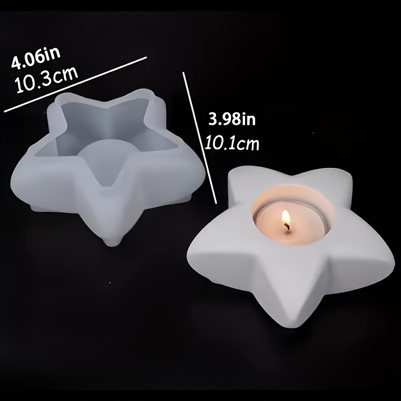 TEMU 3D sternförmige Kerzenhalterform – Silikon geeignet für DIY-Harz-, Zement- & Gips-Bastelarbeiten | Mehrpunkt-Stern mit Loch für Wachs,