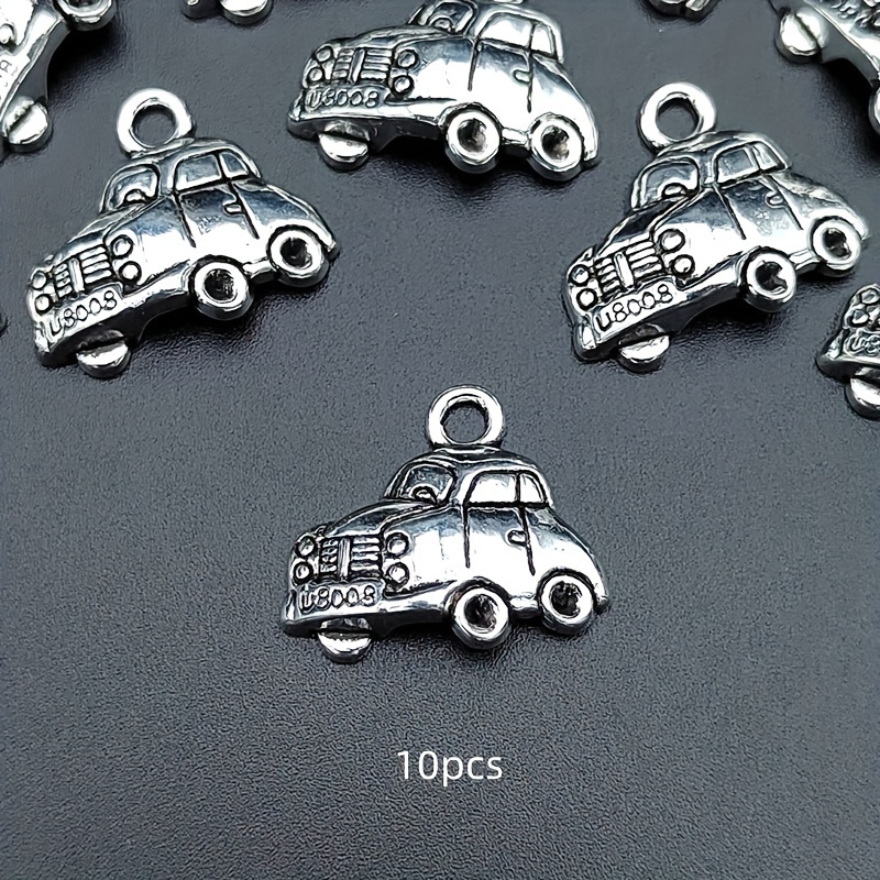 10pcs Ancient Silvery Color Small Car Charm Pendant Diy Handmade Necklace Bracelet Keychain Hanging Sign Jewelry Accessories 20x17mm