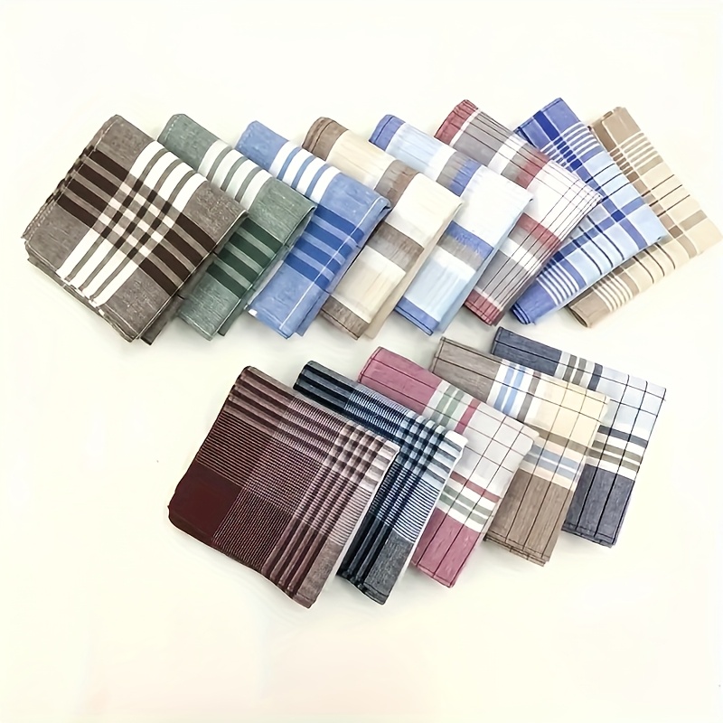 12 Pack Men's Soft Geometric Pattern Handkerchiefs Multicolor