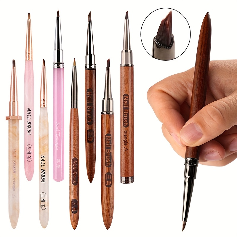 8 Stück Acryl Nagelpinsel Set – Mit Blütenblattmuster, Für Nageldesign, Farbverlauf, Halbmond-Malerei