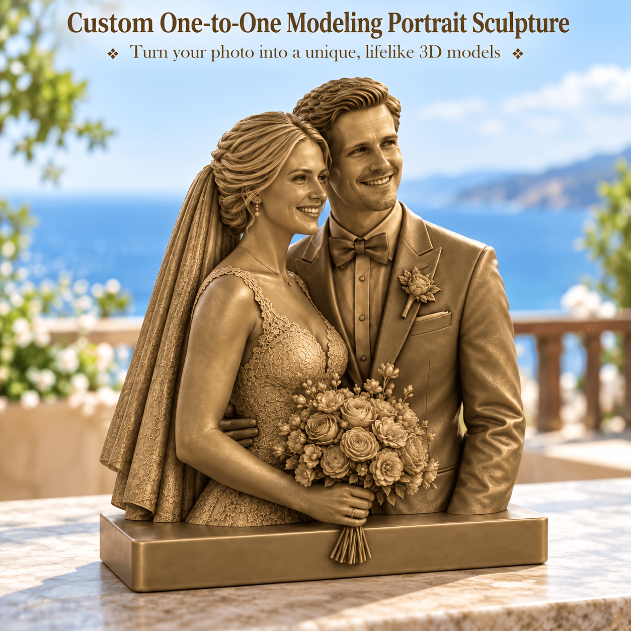 TEMU Figurines Modèle de portrait 3D : Ornement personnalisé des ancêtres et descendants aimants, capturant la chaleur entre grands-parents et