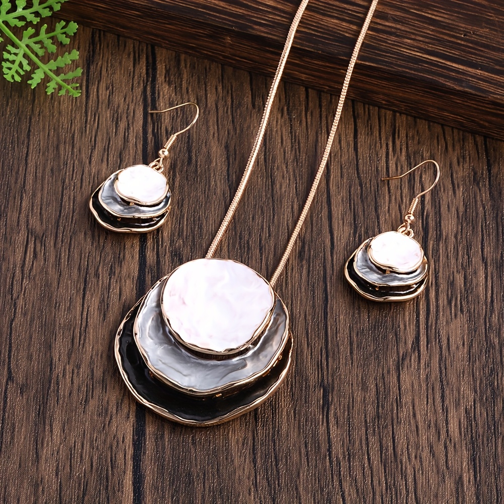 Bohemian Geometric Jewelry Set: Necklace & Earrings