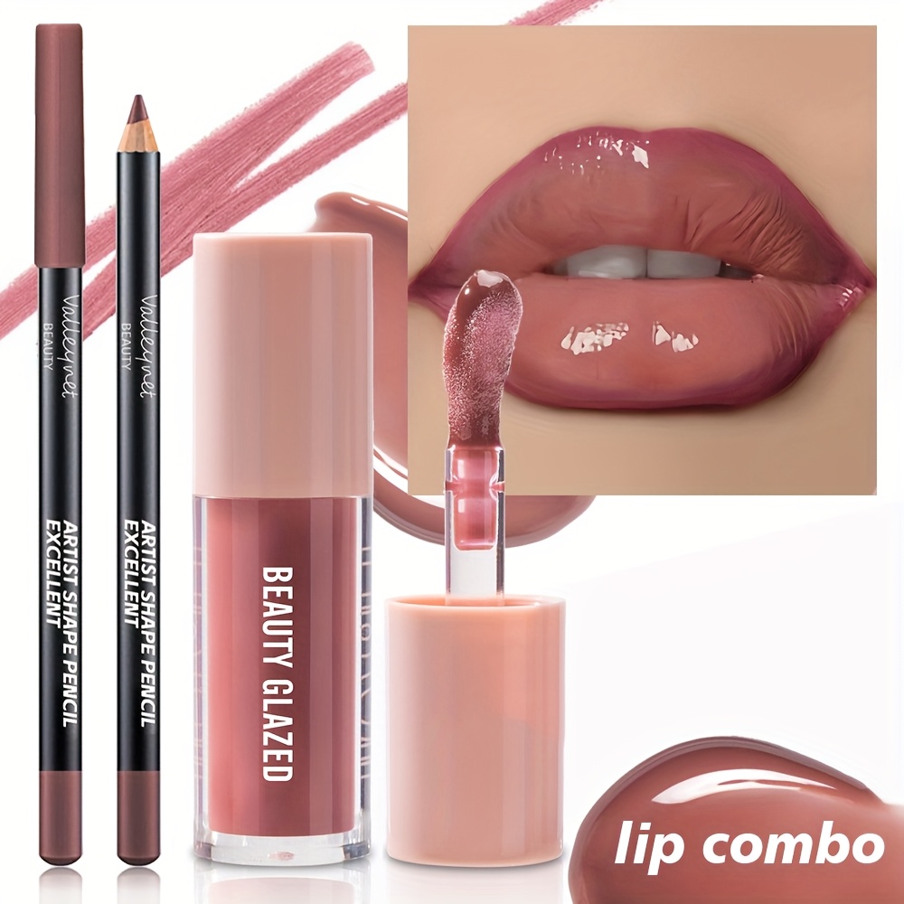 2pcs set velvet texture lip makeup set lip liner lip glaze waterproof long lasting matte effect   create moisturizing natural lip makeup lip combo