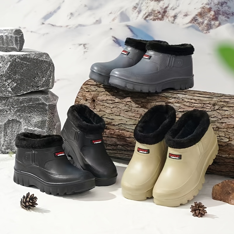 Winter Fleece-Lined Snow Boots, Slip-On