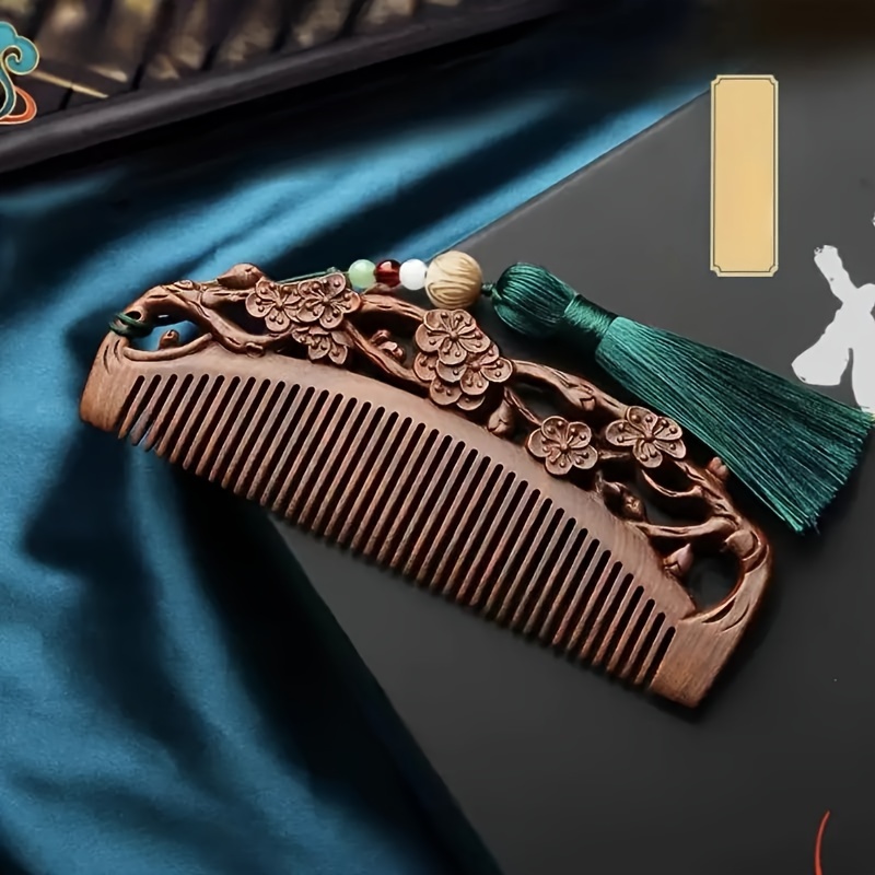 

Sandalwood Hair Comb With Dual-sided Carving – Comb For All Hair Types – Portable Styling And Scalp Massage Tool For Beauty And