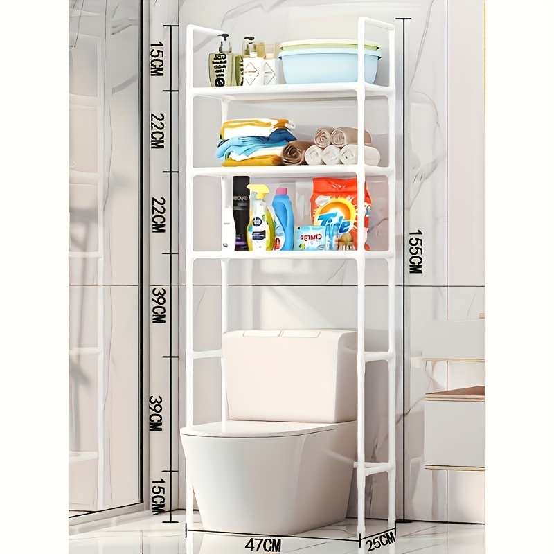 TEMU 3-tier Plastic Over-toilet Storage Rack, Mount -saving Organizer For Bathroom And Toiletries, Industrial Shelf , Unfinished, Plastic Material