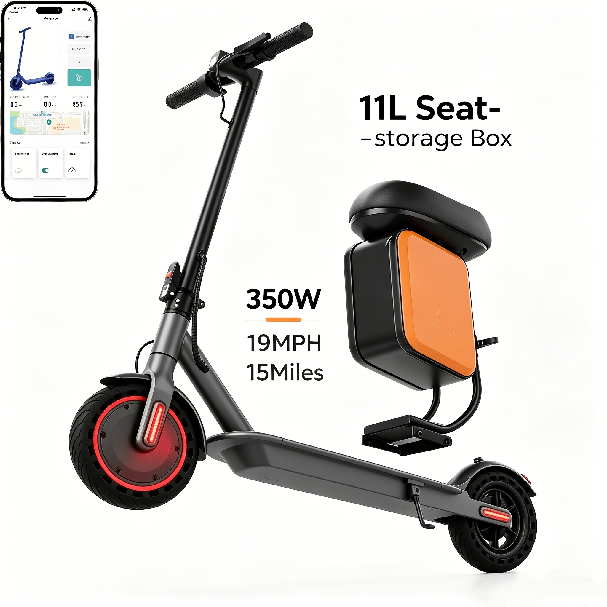 TEMU 350w Motor Foldable Electric Scooter For Adults, 8.5 Inch Anti-slip Solid Tyres, 19mph & , New Upgraded Version With Reinforced , Stable Riding,