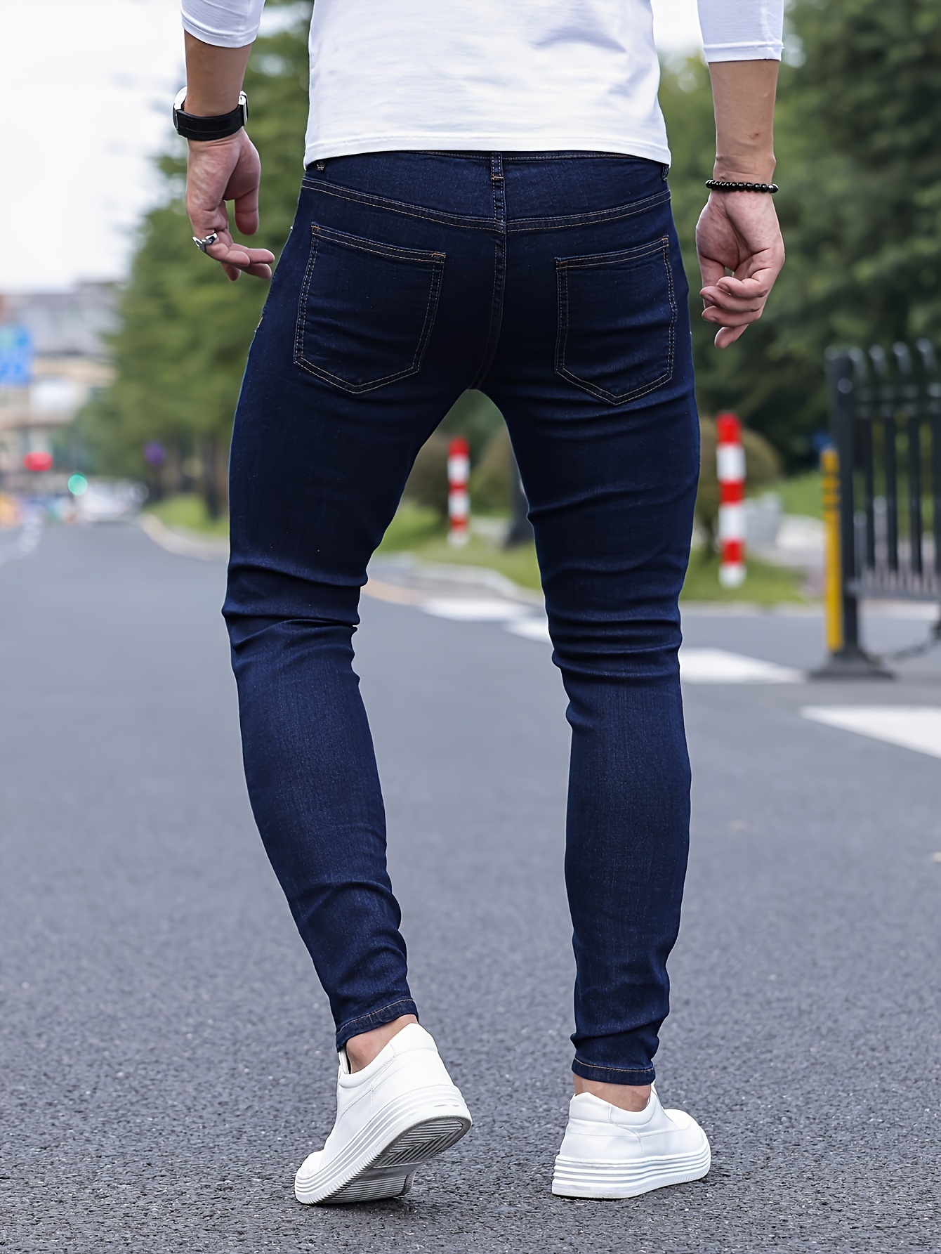 mens skinny denim stretch fit pants Temu Saudi Arabia