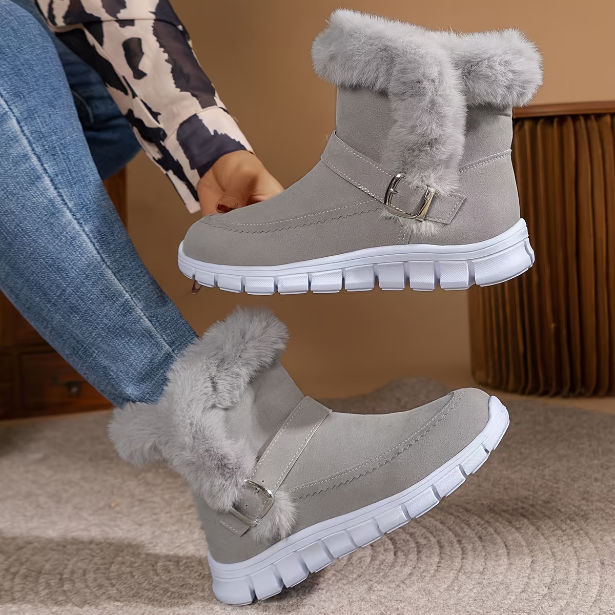 s large size winter warm boots zip closure round toe - Temu Bahrain