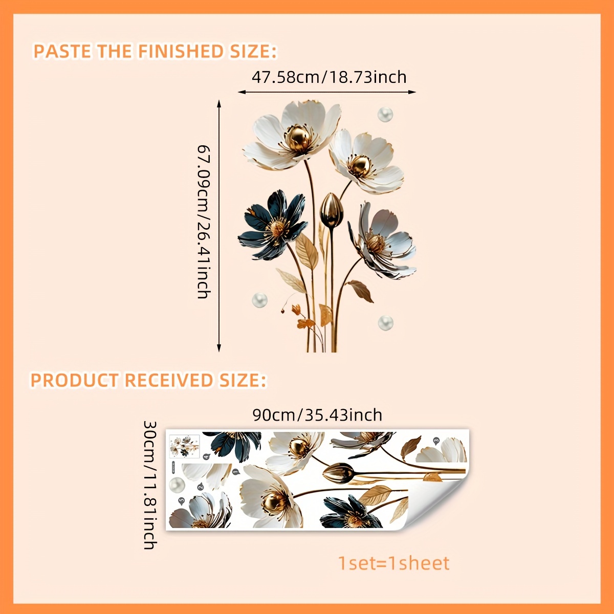Image of 1pc 3d Flower Wall Sticker, Realistic Faux Floral Decor For Living Room Bedroom Entryway Sofa Background, Self-adhesive Pvc Material, Contemporary Style, Home Decor