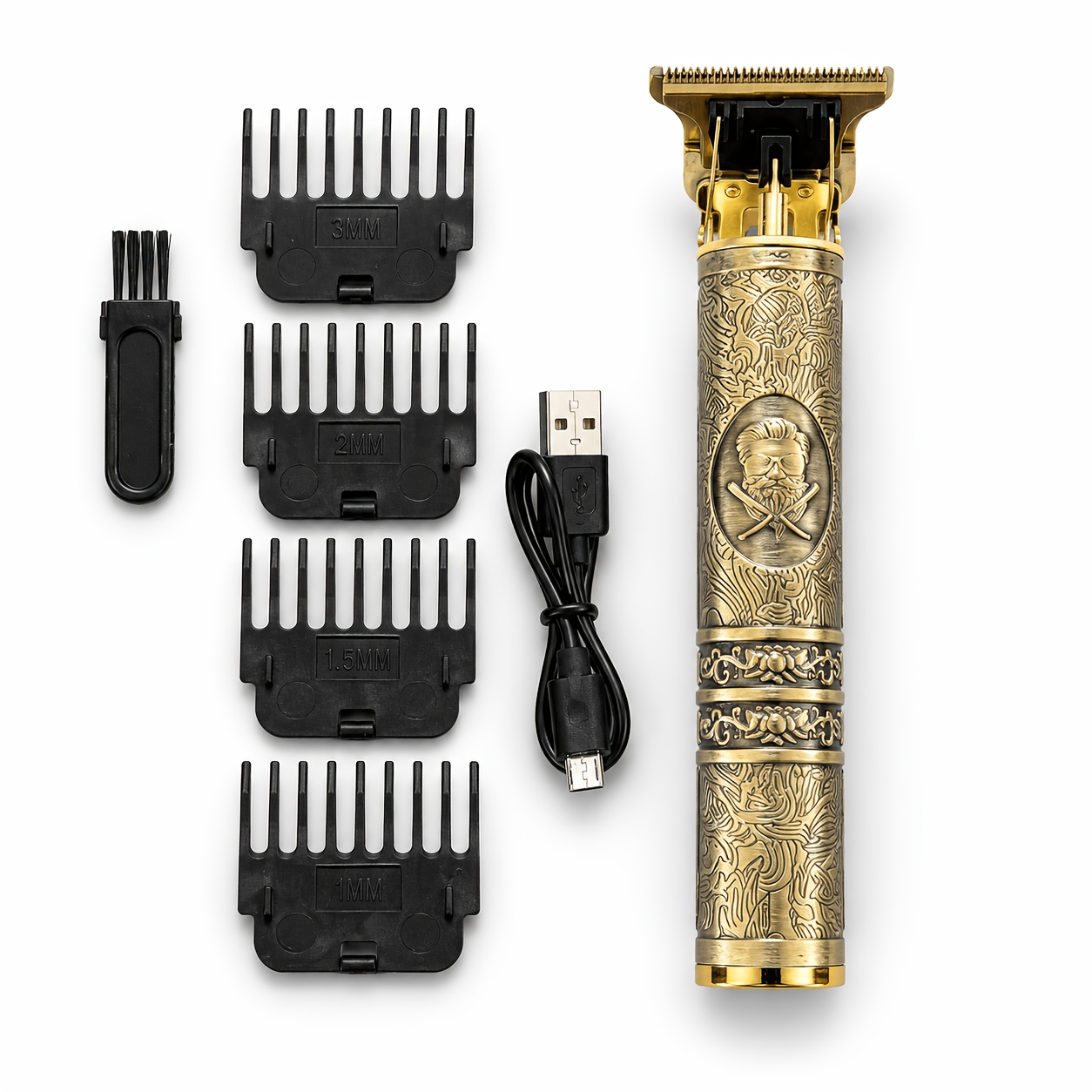 TEMU 1pc Cordless Hair Trimmer For Men, Premium Alloy Body, Usb Rechargeable Clipper, Cutting Grooming Kit With 4 Guide Combs & Cleaning Brush