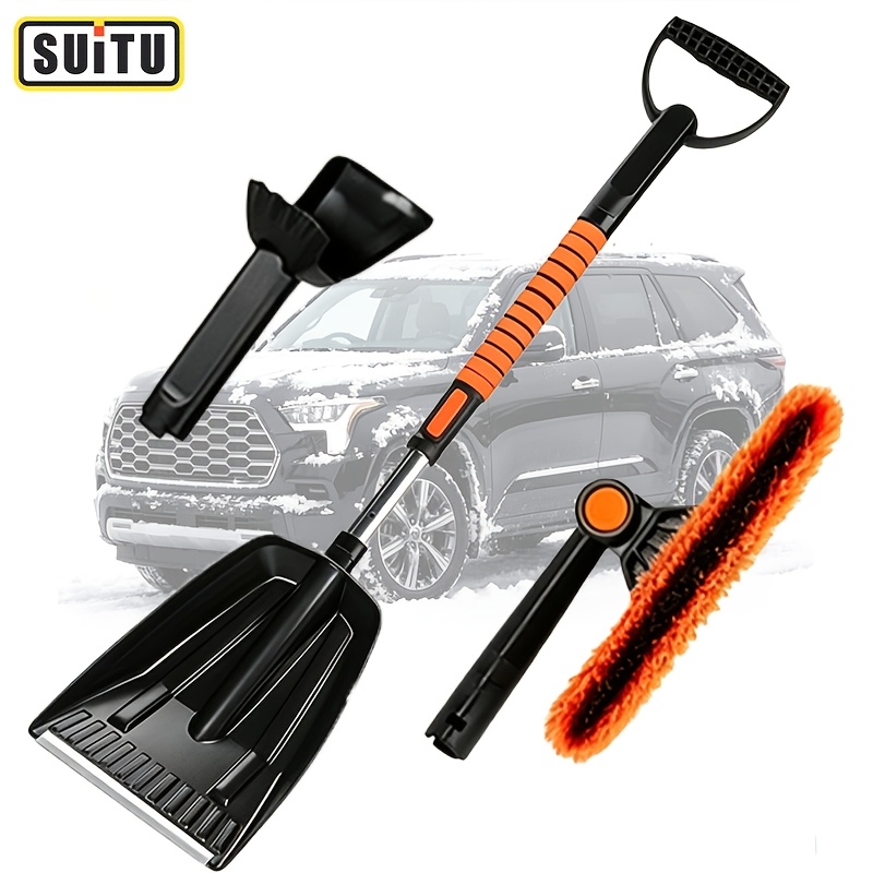 TEMU Automotive Snow Shovel, Aluminum Alloy Disassembled Retractable Snow Shovel Ice Scrapers For Winter Defrosting Snow, Removal Tools