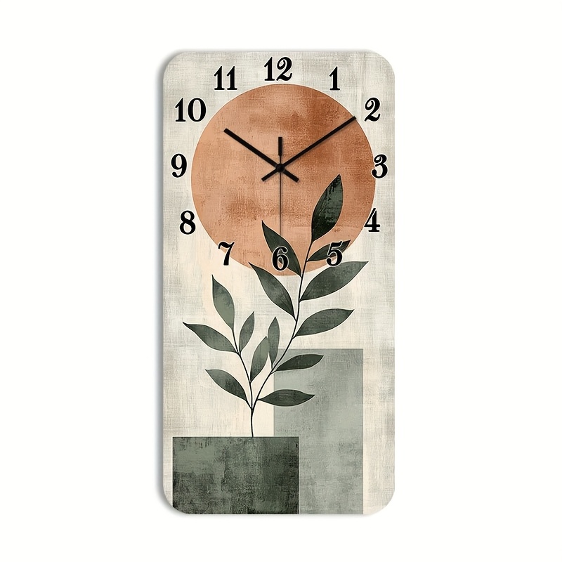 TEMU 1pc Of A Quiet Wall Clock That Tick, Featuring A Wooden, Decorative Rectangular Design With A High-definition Glossy End And An Abstract