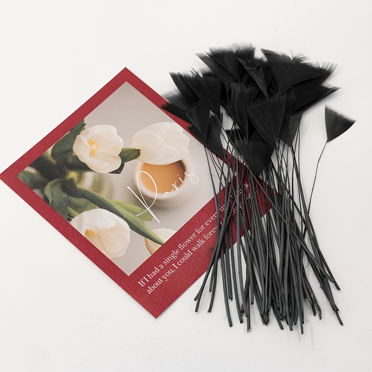 TEMU 100pcs 1pc Colored Feather Handmade Craft Triangle Feather Additions Goose Feather Wedding Apparel Christmas Halloween Holiday Stage Decoration