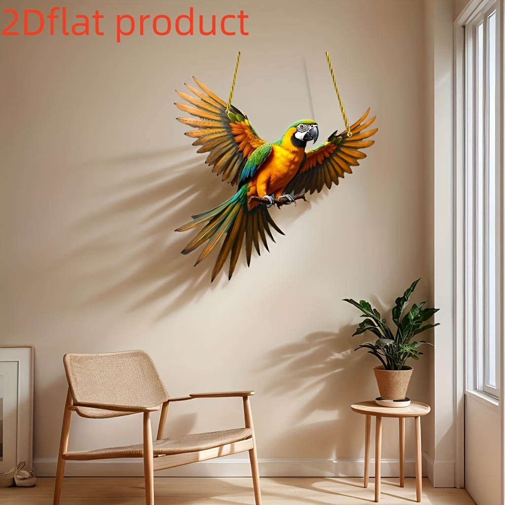 

2d Flat, 2d Flat Print Not 3d Acrylic Creative Flying Parrot Hanging Ornament, Window Hanging Ornament That The Sun, Indoor And Outdoor Decoration, Home Garden Hanging Decoration, Surprise Gift