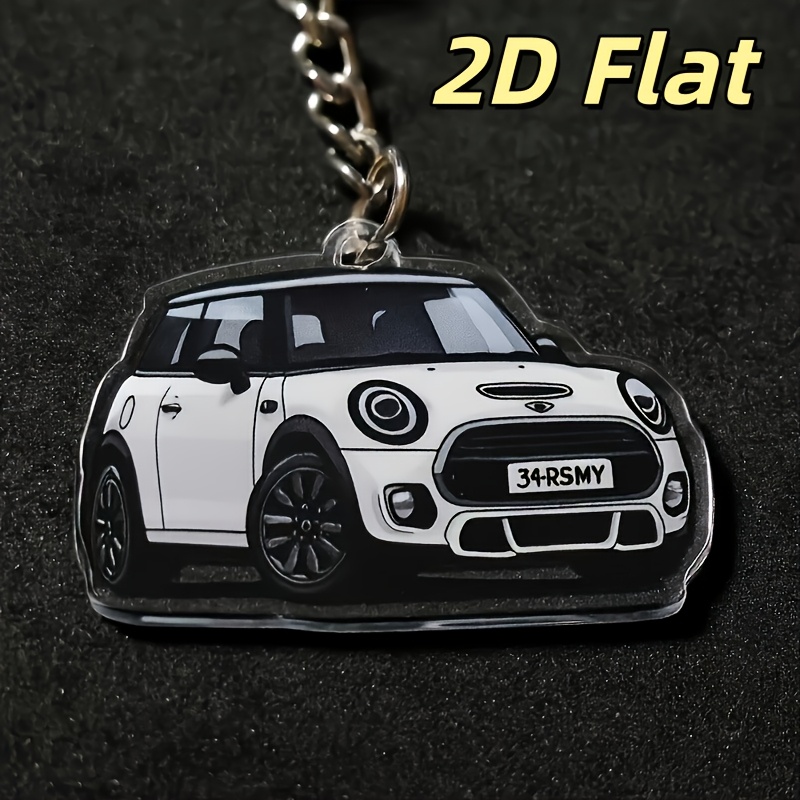 TEMU 2D Plat - Porte-clés personnalisé 2D pour voiture, mini porte-clés photo de voiture en acrylique avec plaque d'immatriculation personnalisée,