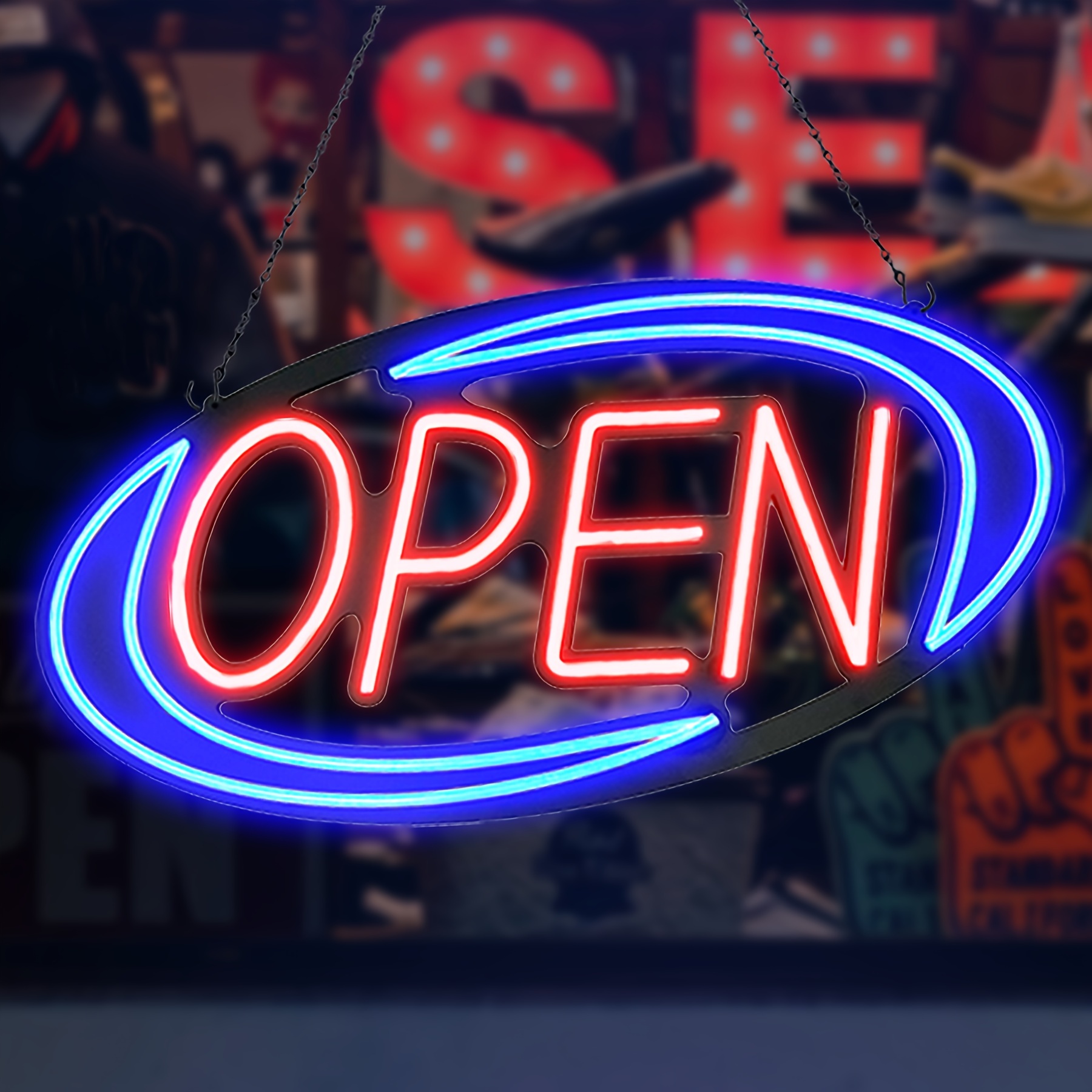 

Extra-large 31x16" Neon 'open' Sign For Business - Bright Led With Rc & Flashing , Usb Powered, Doors, Windows, Walls - Ideal For Restaurants, Bars, Cafes, Salons ()