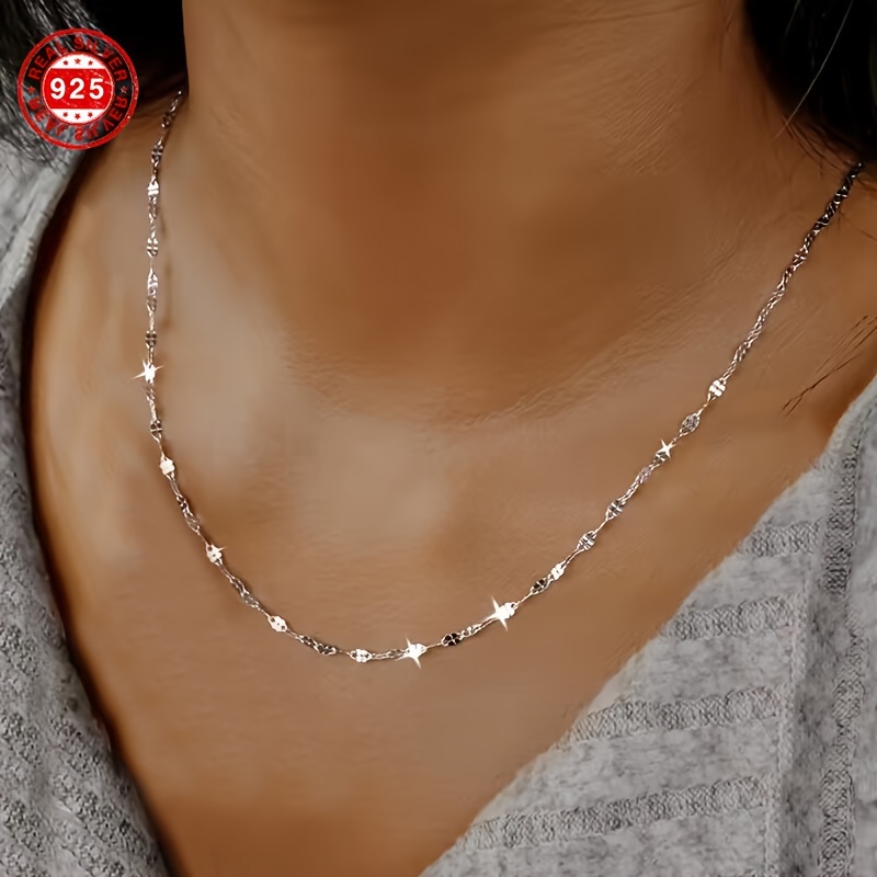

925 Sterling Silver Hypoallergenic Ladies Necklace Simple Chain Clavicle Chain With Gift Box